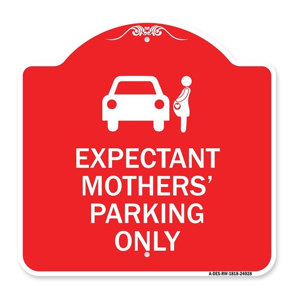 Signmission Expectant Mothers Parking W/ Graphic, Red & White Aluminum Sign, 18" L, 18" H, RW-1818-24028 A-DES-RW-1818-24028